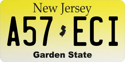 NJ license plate A57ECI