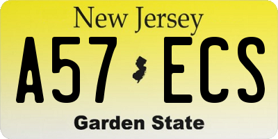 NJ license plate A57ECS