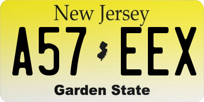 NJ license plate A57EEX