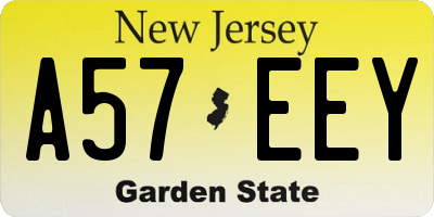 NJ license plate A57EEY