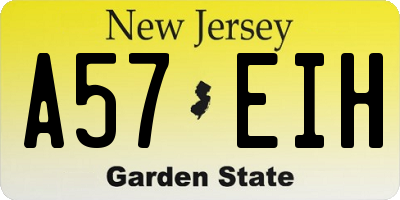 NJ license plate A57EIH