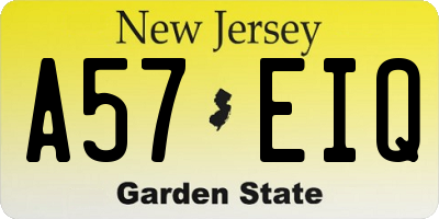 NJ license plate A57EIQ