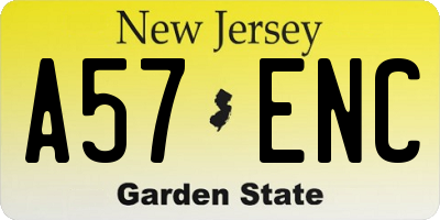 NJ license plate A57ENC