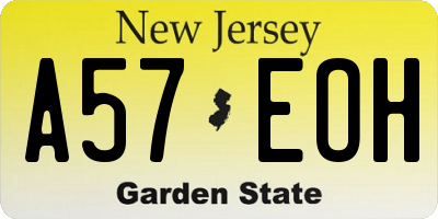 NJ license plate A57EOH
