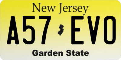 NJ license plate A57EVO