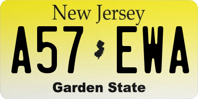 NJ license plate A57EWA