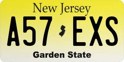 NJ license plate A57EXS