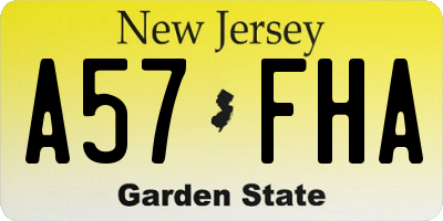 NJ license plate A57FHA