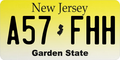 NJ license plate A57FHH