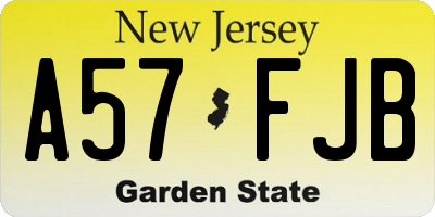 NJ license plate A57FJB