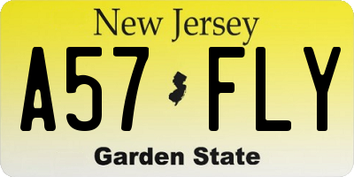 NJ license plate A57FLY