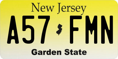 NJ license plate A57FMN