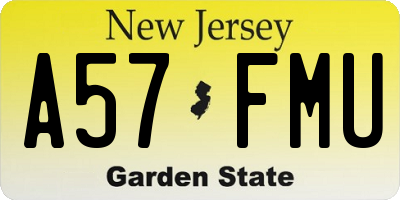 NJ license plate A57FMU
