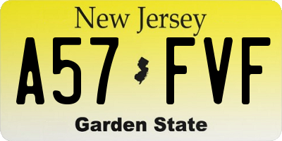 NJ license plate A57FVF