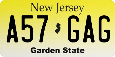 NJ license plate A57GAG
