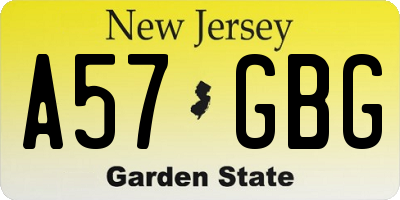 NJ license plate A57GBG