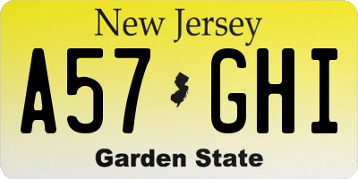 NJ license plate A57GHI