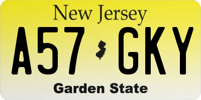NJ license plate A57GKY