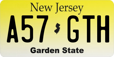 NJ license plate A57GTH
