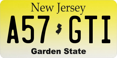 NJ license plate A57GTI