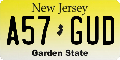 NJ license plate A57GUD