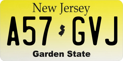 NJ license plate A57GVJ