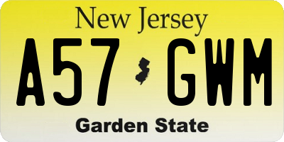 NJ license plate A57GWM