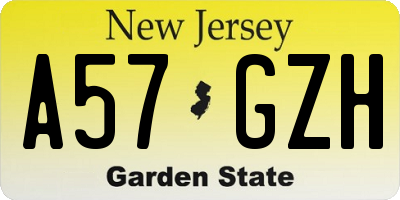 NJ license plate A57GZH