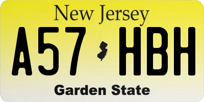 NJ license plate A57HBH