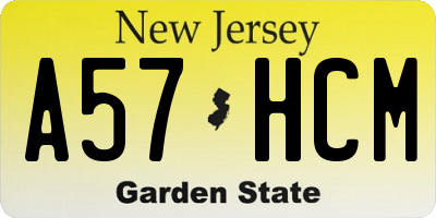 NJ license plate A57HCM