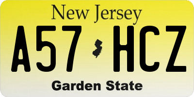 NJ license plate A57HCZ