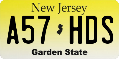 NJ license plate A57HDS