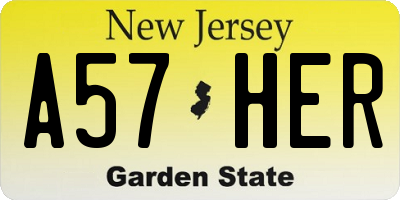 NJ license plate A57HER