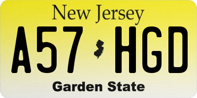 NJ license plate A57HGD