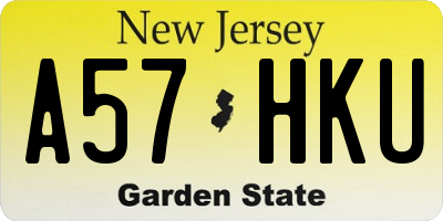 NJ license plate A57HKU
