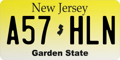 NJ license plate A57HLN