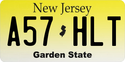 NJ license plate A57HLT