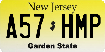 NJ license plate A57HMP