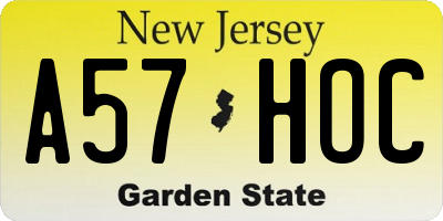 NJ license plate A57HOC