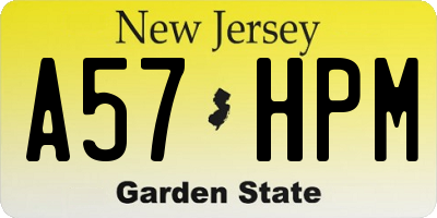 NJ license plate A57HPM