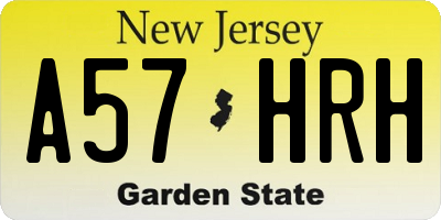 NJ license plate A57HRH