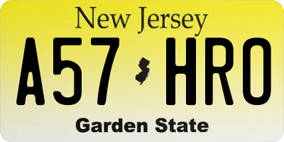 NJ license plate A57HRO