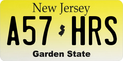 NJ license plate A57HRS
