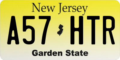NJ license plate A57HTR