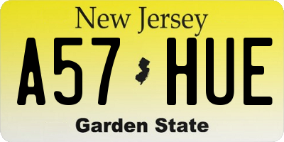 NJ license plate A57HUE