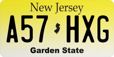 NJ license plate A57HXG