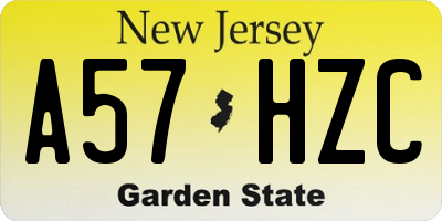 NJ license plate A57HZC