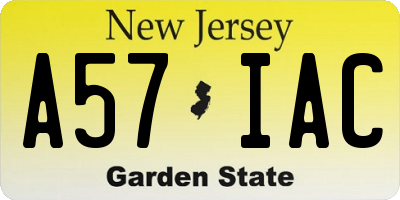 NJ license plate A57IAC
