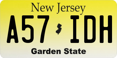 NJ license plate A57IDH