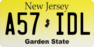 NJ license plate A57IDL